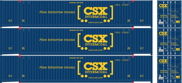 Atlas 20006660 - 53' JINDO Container (3) CSX (CSXU)  - HO Scale