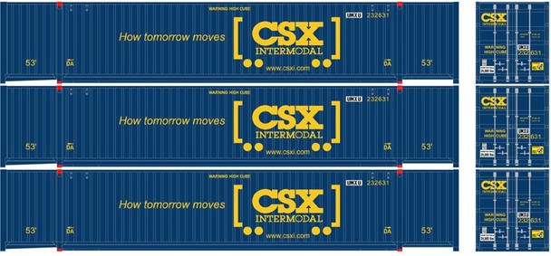 Atlas 20006661 - 53' JINDO Container (3) CSX (CSXU)  - HO Scale