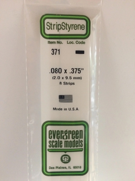 Evergreen 371 - Styrene  .080" X .375" X 24" qty7