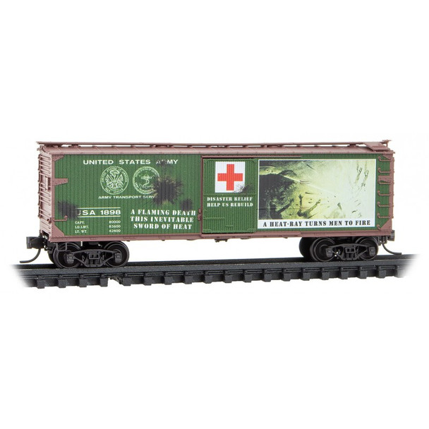 Micro-Trains Line 03900272 - 40' Double-Sheath Wood Box Car United States Army (USA) War of the Worlds Car #3 - N Scale