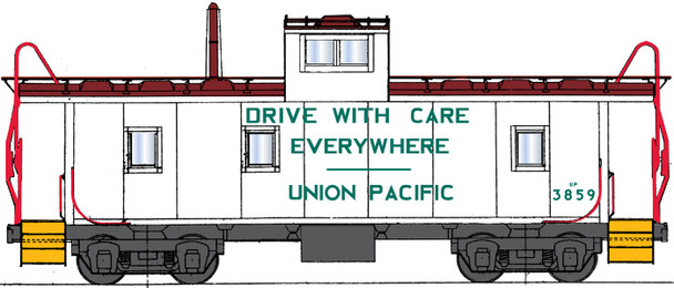 InterMountain CCS1068-03 - Centralia Car Shops CA-4 Caboose Union Pacific (UP) 3859 - "Drive With Care Everywhere" - HO Scale