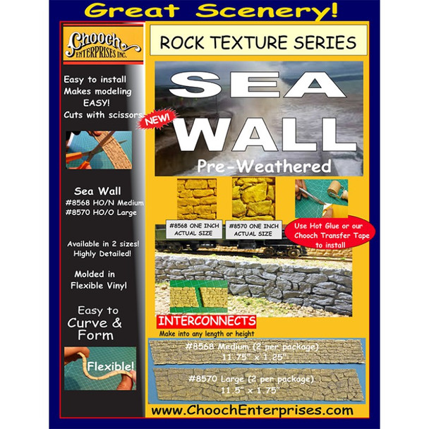 Chooch 8570 - Flexible Sea Wall Large (2 pieces) - HO / O Scale