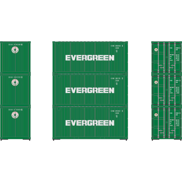 Athearn RTR 27785 - 20' Corrugated Container (3) Evergreen  - HO Scale