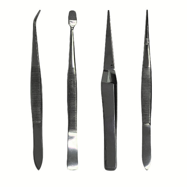 Excel 30416 - Stainless Steel Tweezers 4 Piece Set, Pouch