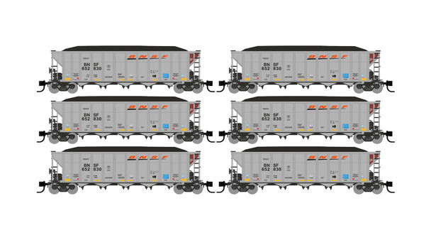 Rapido 538004 - AutoFlood III RD Coal Hopper: BNSF Wedge scheme - 6 pack #2 BNSF Un-Numbered - N Scale