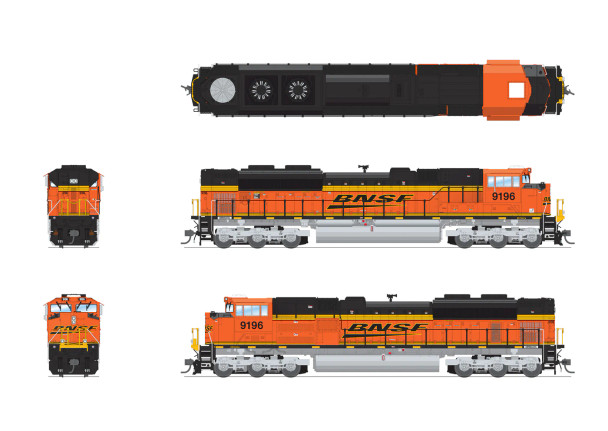 PRE-ORDER: Broadway Limited 8670 - EMD SD70ACe w/ Paragon4 Sound/DC/DCC/Smoke BNSF 9196 - HO Scale