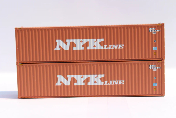 Jacksonville Terminal Co 405061 - NYK LINE 40' HIGH CUBE containers, Corrugated-side NYK Logistics 620647, 620966 - N Scale