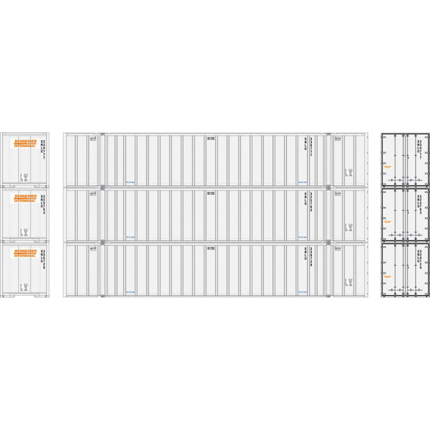 Athearn 17312 - 53' Stoughton Containers (3) Schneider National - N Scale