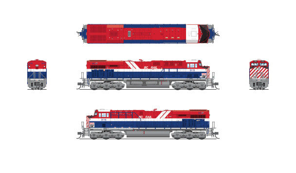 PRE-ORDER: Broadway Limited 8613 - GE ES44AC w/ DCC and Sound Canadian National (CN) 3115 BC Rail Heritage Paint - N Scale