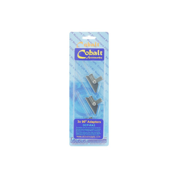 DCC Concepts RA3 - Cobalt Right-Angle Adapters w/ Mounting Hardware 3-pack