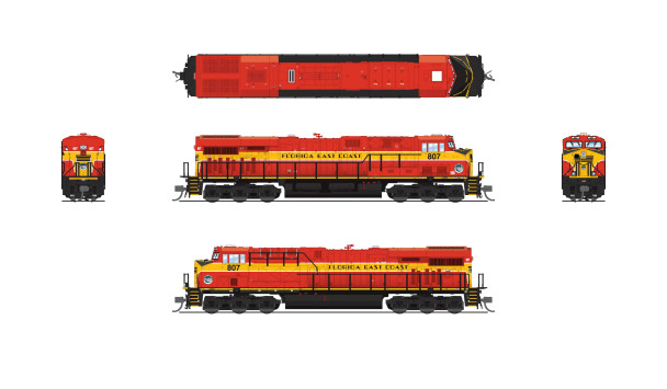 PRE-ORDER: Broadway Limited 8639 - GE ES44AC DC Silent Florida East Coast (FEC) 816 - N Scale