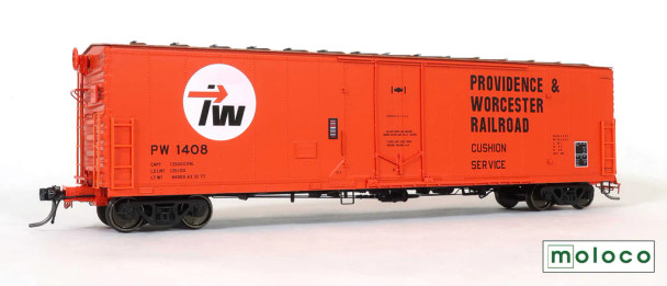 Moloco 33016-01 - FGE 50' RBL Plt B 7+7R 10-1 Ctr Door Box Car Providence and Worcester (PW) 1407 - HO Scale