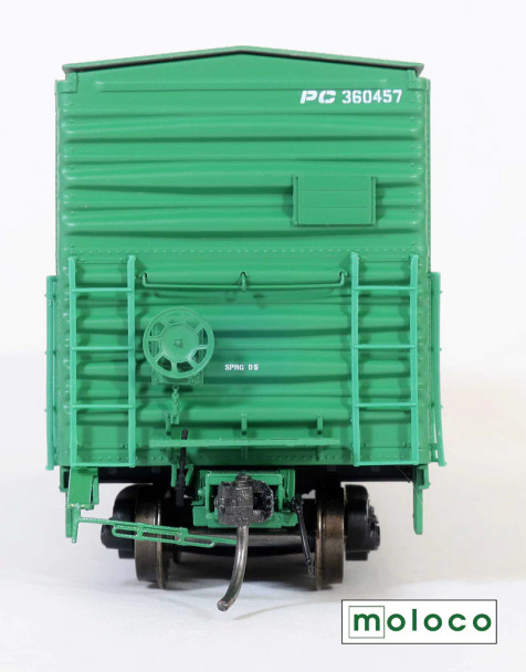 Moloco 42006-02 - FGE 50' RBL Plt B 7+7ADR 12-2 Ctr Door Box Car Penn Central (PC) 360457 - HO Scale
