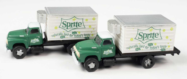 Classic Metal Works 50439 - 1954 Ford Refrigerated Box Truck 2-Pack - Sprite (dark green, white)  - N Scale