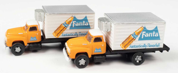 Classic Metal Works 50440 - 1954 Ford Refrigerated Box Truck 2-Pack - Fanta (orange, white)  - N Scale