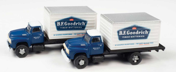Classic Metal Works 50441 - 1954 Ford Refrigerated Box Truck 2-Pack - BF Goodrich (dark blue, white)  - N Scale