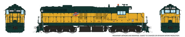 PRE-ORDER: Rapido 50219 - EMD SD9 DC Silent Chicago & Northwestern (CNW) 6605 - HO Scale