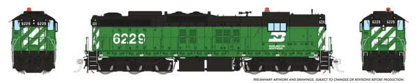 PRE-ORDER: Rapido 50627 - EMD SD9 w/ DCC and Sound Burlington Northern (BN) 6229 - HO Scale