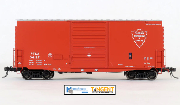 Home Shops HFB-021-002 - Tangent PS 40' Mini Hy-Cube Boxcar Phoenix Turnbow & Apache (PT&A) 54168 - HO Scale