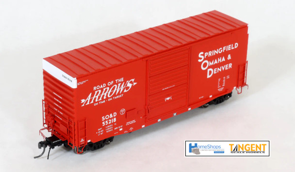 Home Shops HFB-024-002 - Tangent PS 40' Mini Hy-Cube Boxcar Springfield Omaha & Denver (SO&D) 55231 - HO Scale
