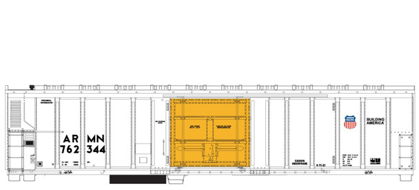 MMRR EXCLUSIVE: InterMountain 68827-04 - PC&F R-70-20 Refrigerator Car Union Pacific (ARMN) w/ Yellow Replacement Door #769060 - N Scale