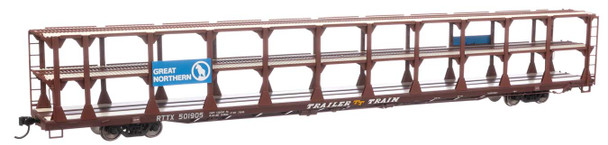 Walthers Mainline 910-8209 - 89' Tri-Level Open Auto Rack Great Northern (GN) RTTX 501905 - HO Scale