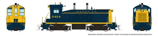 PRE-ORDER: Rapido 27563 - EMD SW9 w/ DCC and Sound Atchison, Topeka and Santa Fe (ATSF) 2428 - HO Scale