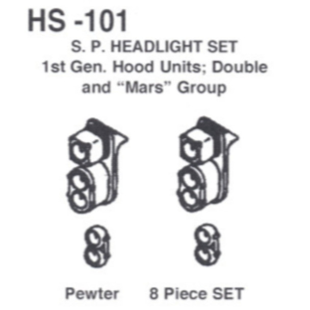 Details West 101 - Sp  Headlight  Set:  "Mars'  Double  End,  Gp9   - HO Scale