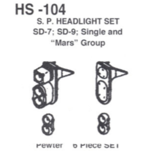 Details West 104 - Sp  Headlight  Set:  "Mars"  Single  End  Sd7-9  - HO Scale