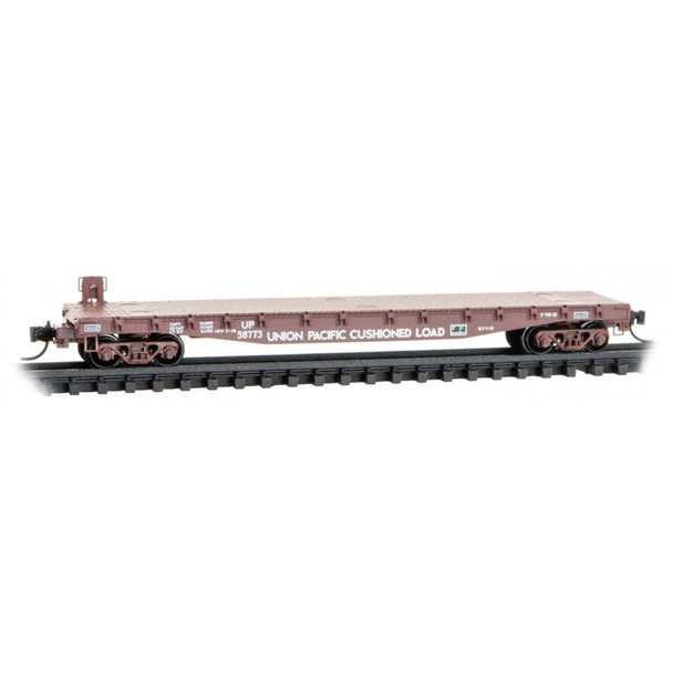 Micro-Trains Line 04500721 - 50' Flat Car, Fishbelly Side, w/ Side Mount Brake Wheel Union Pacific (UP) 58773 - N Scale