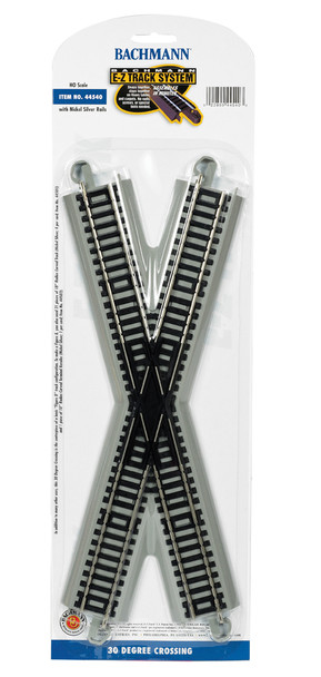 Bachmann 44540 - E-Z Track® 30 Degree Crossing Nickel Silver Track with Gray Roadbed - HO Scale