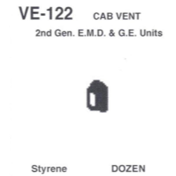 Details West 122 - Cab Vent 2nd Generator EMD & GE Units (12)  - HO Scale