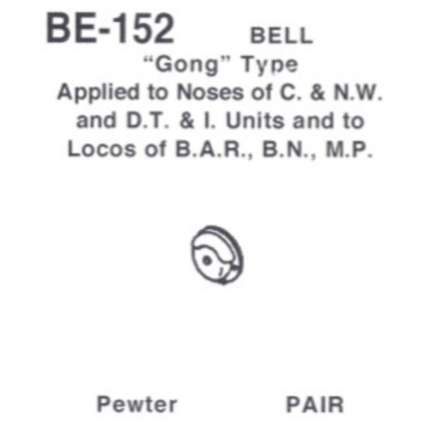 Details West 152 -  Bell: Western-Cullen "Gong" Type Several Roads   - HO Scale