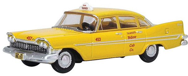 Oxford Diecast 87PS59002 - 1959 Plymouth Savoy Sedan - Assembled - Tanner Yellow Cab Co., Southern California (yellow) - HO Scale
