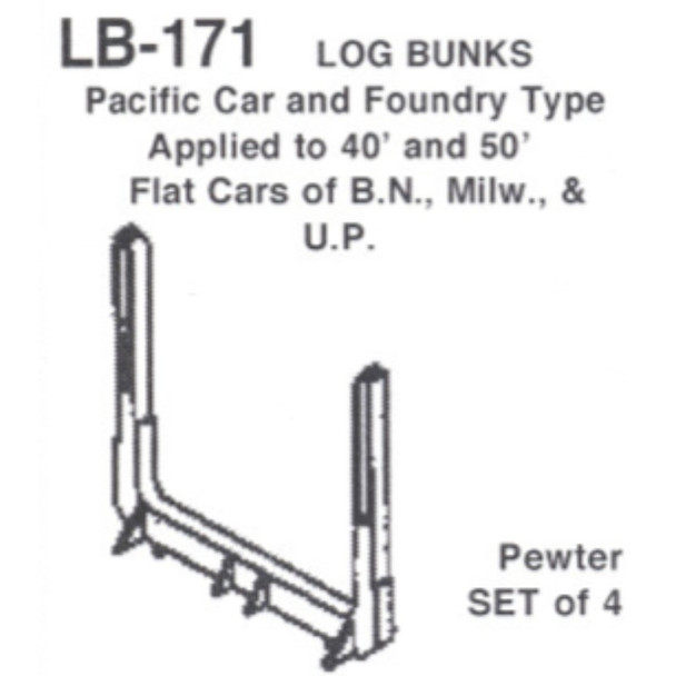 Details West 171 Log Bunks: "Pc&F" Type For 40 & 50 Ft Flat Cars 4   - HO Scale