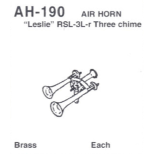 Details West 190 Air Horn: Leslie Rsl-3L-R Three Chime   - HO Scale
