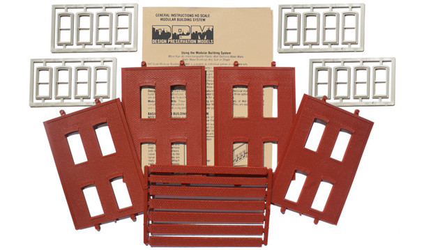 Design Preservation Models (DPM) 30138 - Modular Building System - Two-Story Rectangular 4-Window  - HO Scale Kit