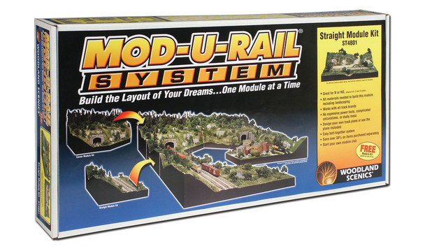 Woodland Scenics ST4801 - Mod-U-Rail® System - Straight Module Kit - HO or N Scale Kit
