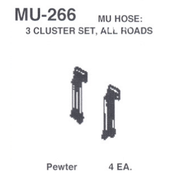 Details West MU-266 - MU Hose: 3 Cluster Set, All Roads - HO Scale