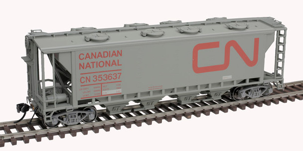 Atlas 20007164 - Slab Side Covered Hopper Canadian National (CN) 353641 8 hatch - HO Scale
