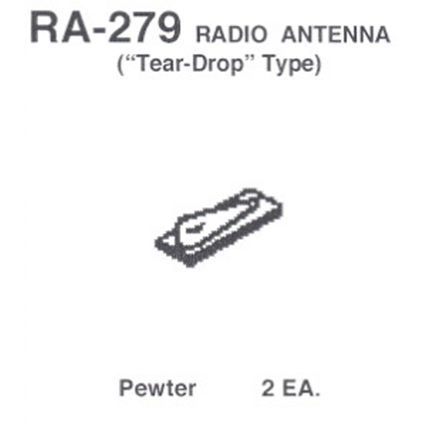 Details West RA-279 - Radio Antenna Sinclair (Tear Drop Type) - HO Scale