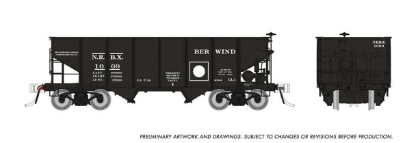 Rapido 148014A-1305 - GLa 2-Bay Hopper Berwind (NRBX) 1305 - HO Scale