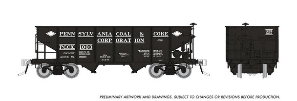 Rapido 148017A-1003 - GLa 2-Bay Hopper Pennsylvania Coke & Coal (PCCX) 1003 - HO Scale