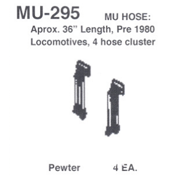 Details West MU-295 - MU Hose: Aprox, 36" Pre 1980 4 hose cluster - HO Scale
