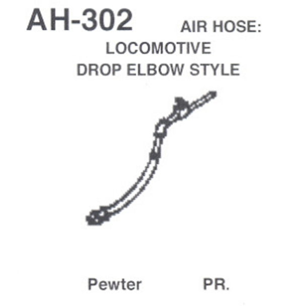 Details West AH-302 - Air Hose: Locomotive Drop Elvow Style - HO Scale