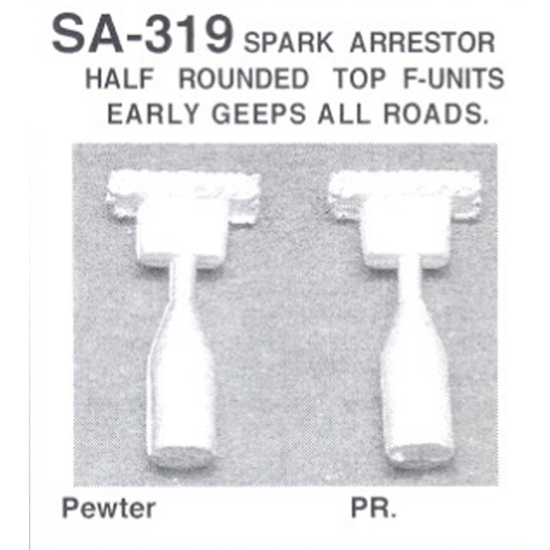 Details West SA-319 - Spark Arrestor Half Rounded Top - HO Scale