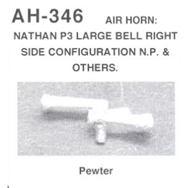Details West AH-346 - Air Horn: Nathan P3 Large Bell Right Side Config. NP & Others - HO Scale