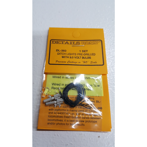 DETAILS WEST HO Scale Ditch Lights W/Bulbs - Pilot-Top EMD, Model 228