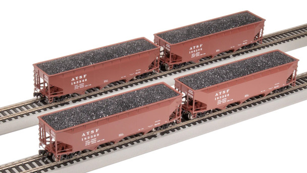 Broadway Limited 8100 - AAR 70-Ton 3-Bay Hopper 4 pk Atchison, Topeka and Santa Fe (ATSF) 183326, 183342, 183369, 183375 - HO Scale