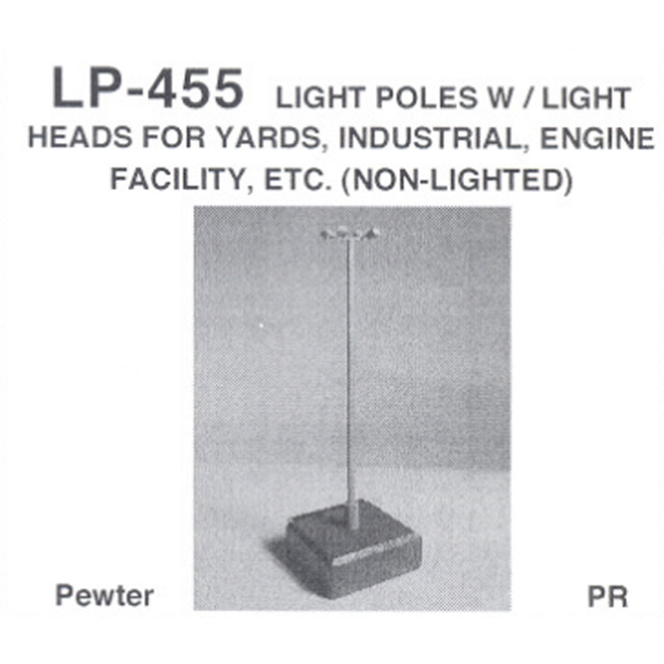 Details West LP-455 - Light Poles Heads for Yards & Industry (Non-Lighted) - HO Scale